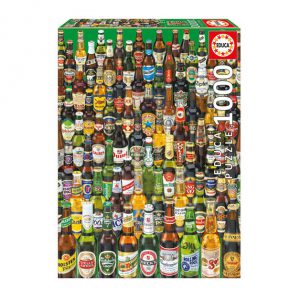 Caixa do puzzle da EDUCA 1000 peças com colagem de várias cervejas do mundo